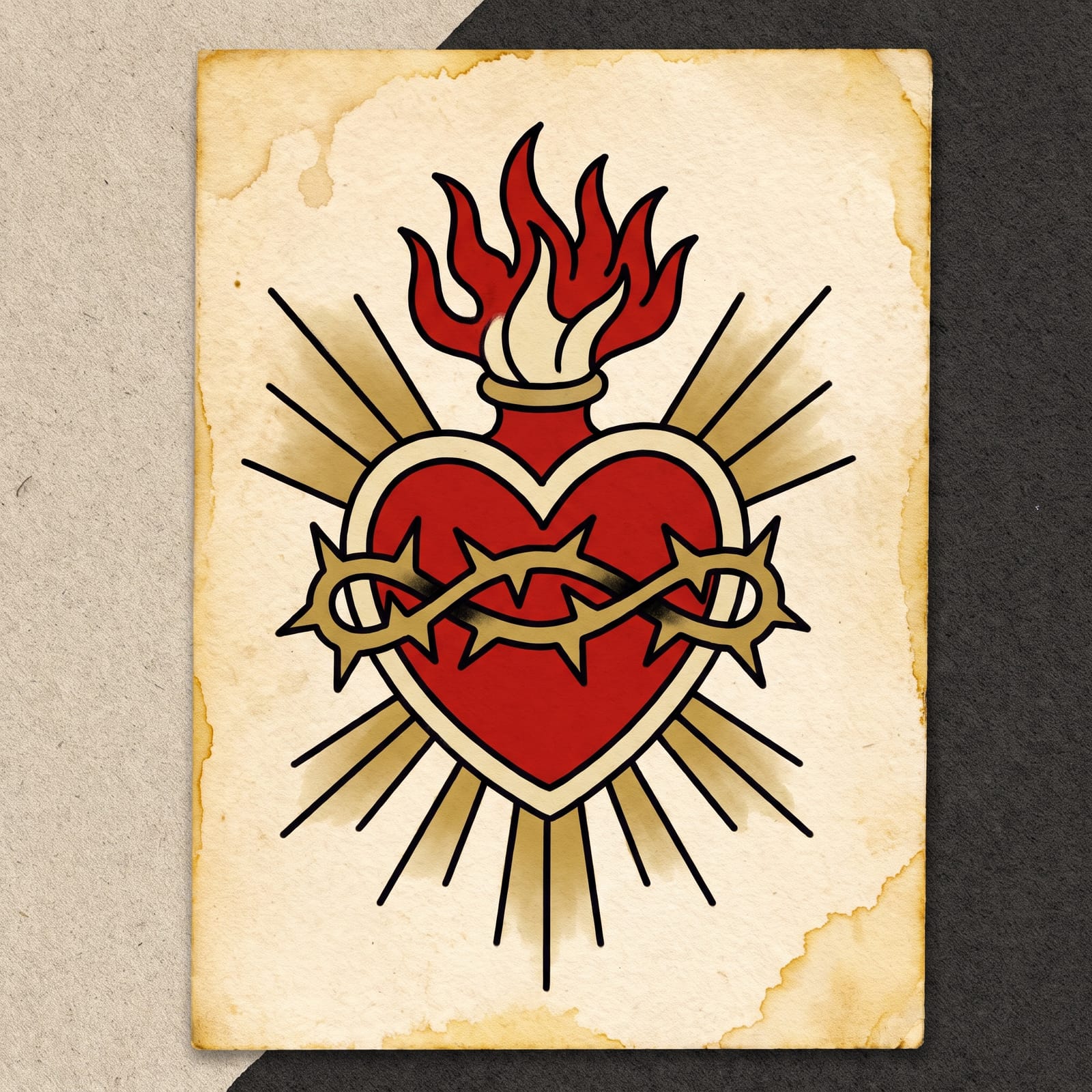 Tattoo flash of a sacred heart