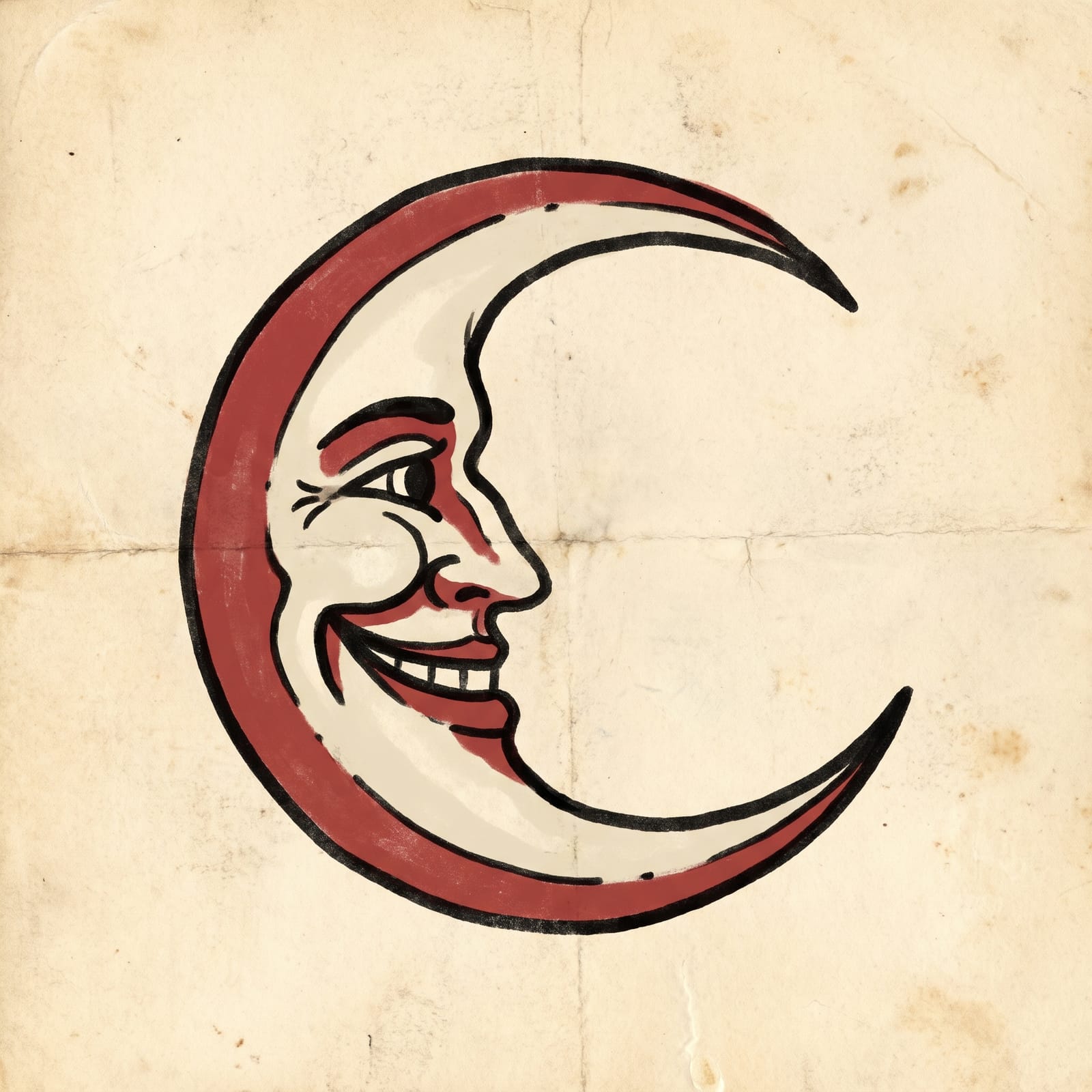 Tattoo flash of a crescent moon