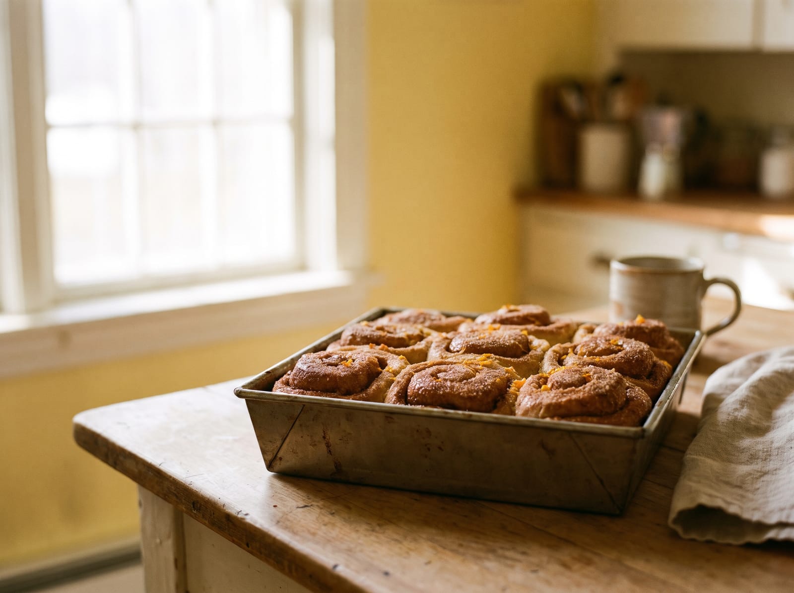 Morning buns with cinnamon sugar and orange zest