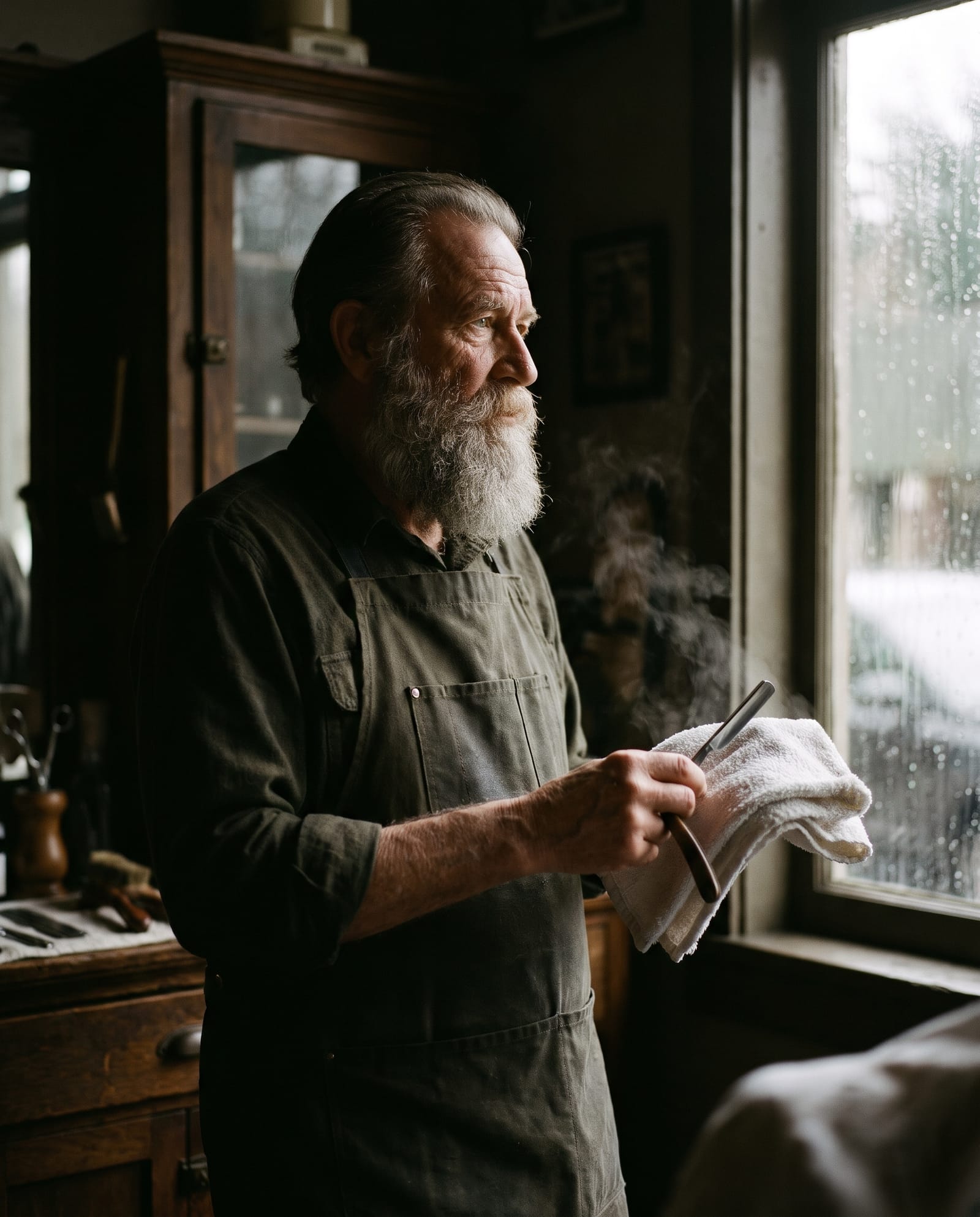 Jonah, a barber who specializes in beards and shaves